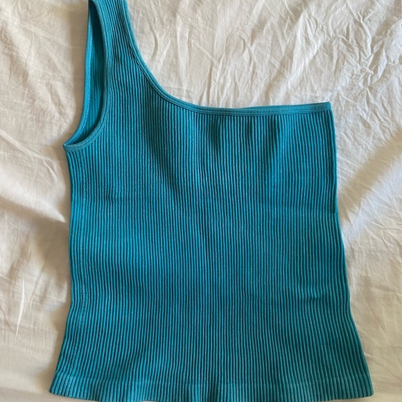 Teal One Shouldered Top - Picture 2 of 3